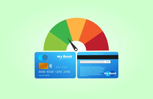 graphic of credit score and credit cards