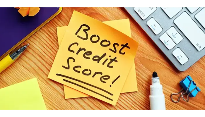 boost credit score written in sharpie on post it
