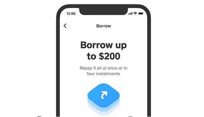 screenshot of cash app borrow for $200
