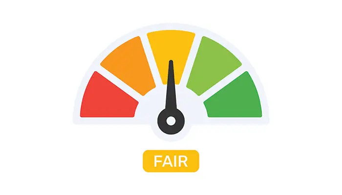 credit score gauge illustrating fair credit 