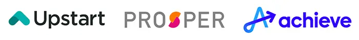 logos for the top 3 alternatives to best egg: upstart, prosper, achieve