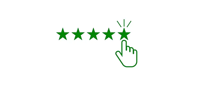green illustration marking five star ratings