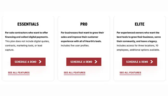 plan cards showing three different pricing options