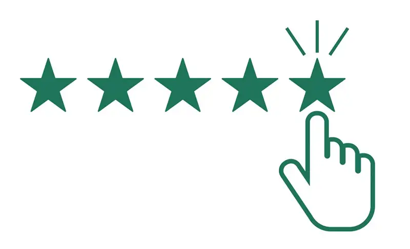 cursor selecting five star rating
